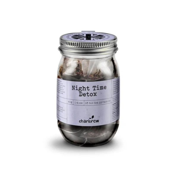 Charbrew Night Time Detox Tea – 16 Bio Tea Pyramids (40g / 1.4oz)